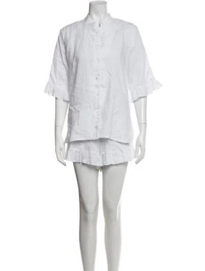 Pre-owned Sleeper Linen Short Set In White