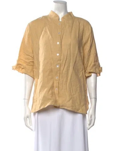 Pre-owned Sleeper Linen Short Sleeve Blouse W/ Tags In Neutrals