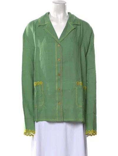 Pre-owned Sleeper Linen V-neck Button-up Top W/ Tags In Multi