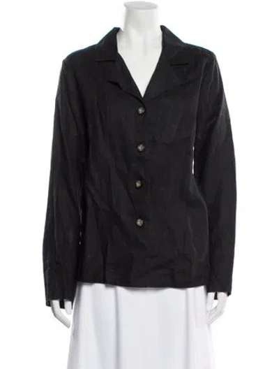 Pre-owned Sleeper Linen V-neck Top In Black