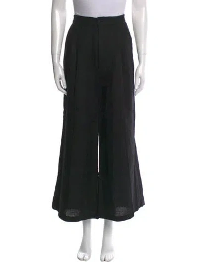 Pre-owned Sleeper Linen Wide Leg Pants In Black