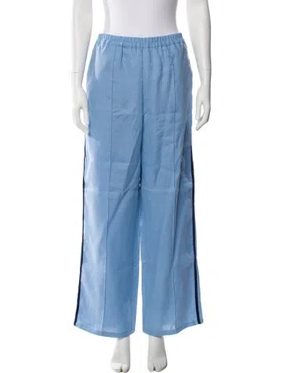 Pre-owned Sleeper Linen Wide Leg Pants In Blue