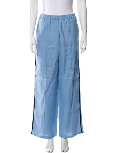 Pre-owned Sleeper Linen Wide Leg Pants In Blue
