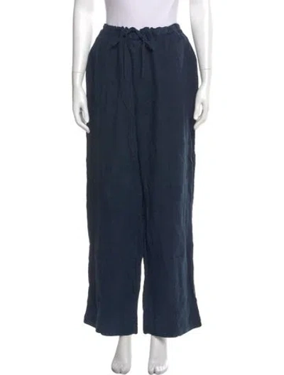 Pre-owned Sleeper Linen Wide Leg Pants In Blue