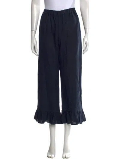 Pre-owned Sleeper Linen Wide Leg Pants In Blue