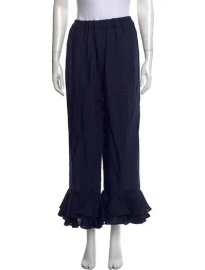 Pre-owned Sleeper Linen Wide Leg Pants In Blue