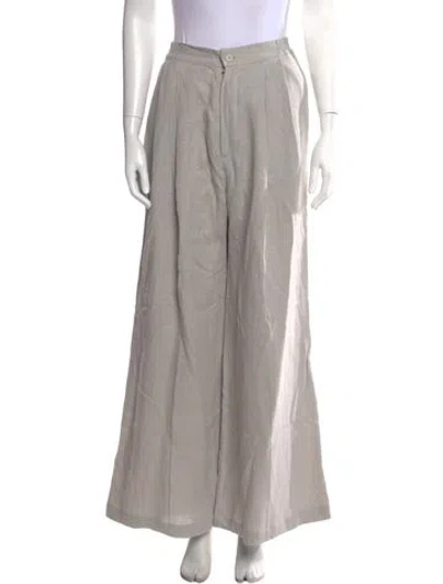 Pre-owned Sleeper Linen Wide Leg Pants In Gray