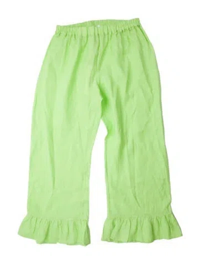 Pre-owned Sleeper Linen Wide Leg Pants In Green