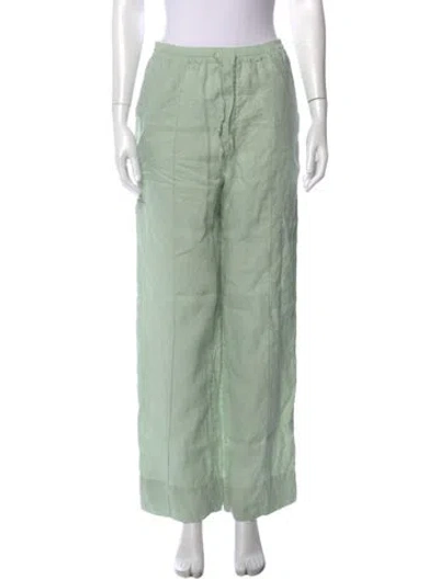 Pre-owned Sleeper Linen Wide Leg Pants In Green