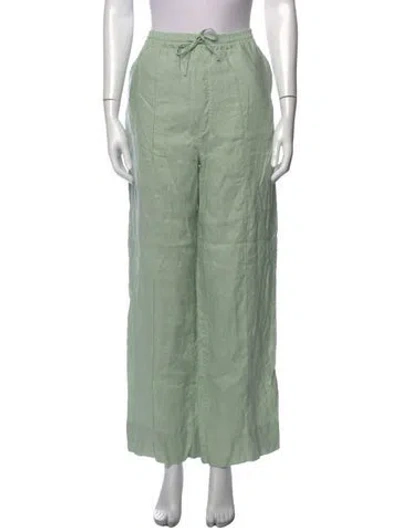 Pre-owned Sleeper Linen Wide Leg Pants In Green