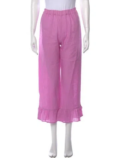 Pre-owned Sleeper Linen Wide Leg Pants In Purple