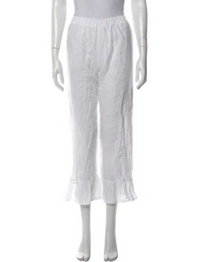 Pre-owned Sleeper Linen Wide Leg Pants In White