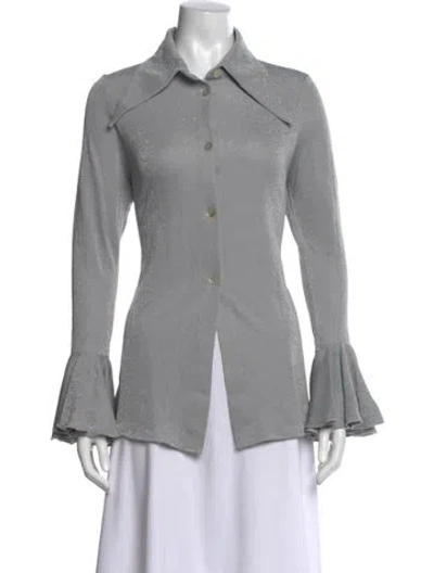 Pre-owned Sleeper Long Sleeve Blouse In Gray