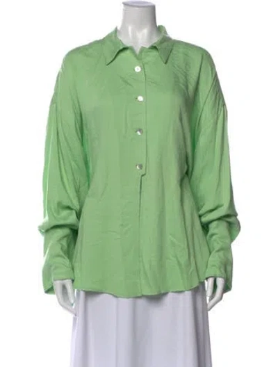 Pre-owned Sleeper Long Sleeve Blouse In Green