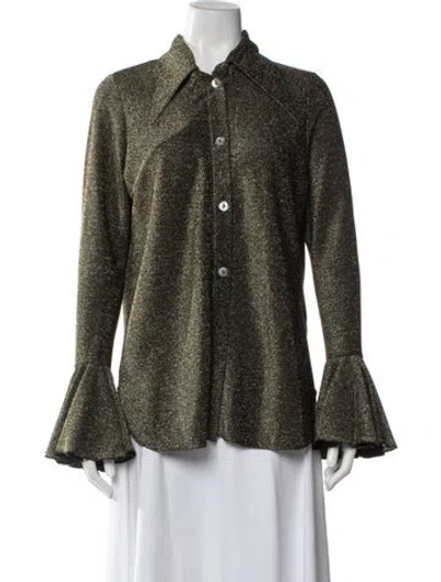 Pre-owned Sleeper Long Sleeve Blouse In Metallic