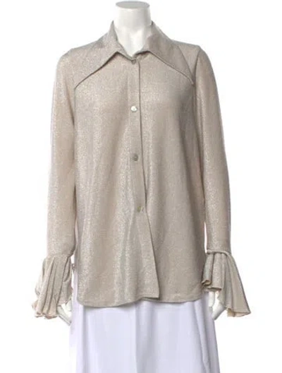Pre-owned Sleeper Long Sleeve Blouse In Metallic/neutrals