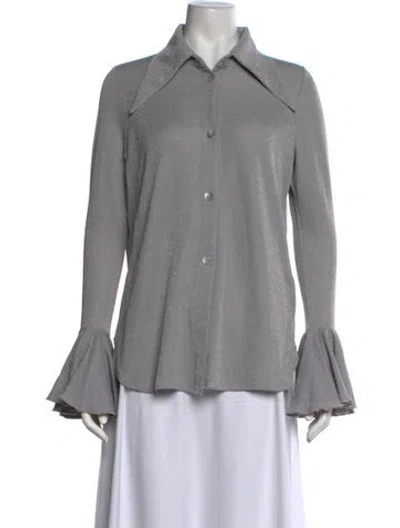 Pre-owned Sleeper Long Sleeve Blouse W/ Tags In Grey/metallic