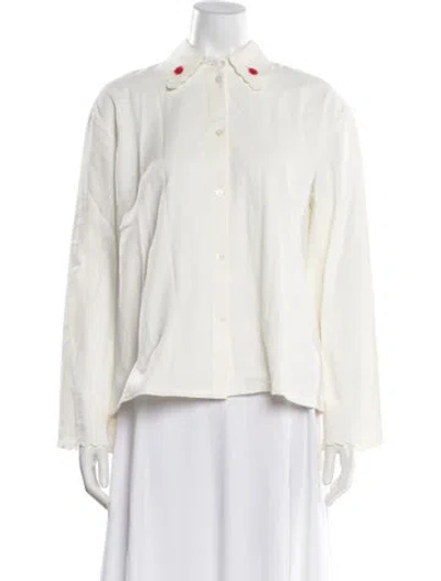 Pre-owned Sleeper Long Sleeve Blouse In White