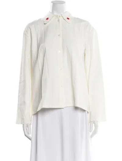 Pre-owned Sleeper Long Sleeve Blouse In White