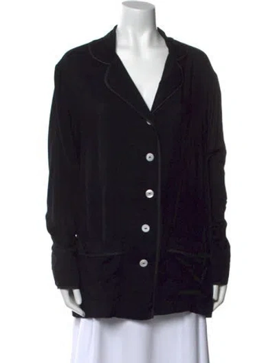 Pre-owned Sleeper Long Sleeve Button-up Top In Black