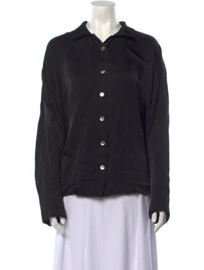 Pre-owned Sleeper Long Sleeve Button-up Top In Black