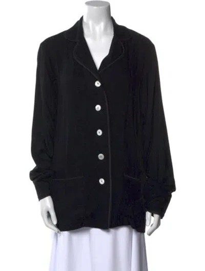 Pre-owned Sleeper Long Sleeve Button-up Top In Black