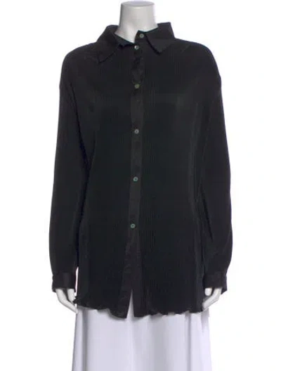 Pre-owned Sleeper Long Sleeve Button-up Top In Black