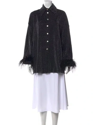 Pre-owned Sleeper Long Sleeve Button-up Top In Black