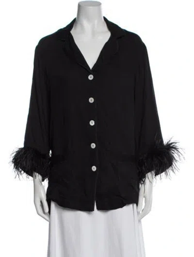 Pre-owned Sleeper Long Sleeve Button-up Top In Black