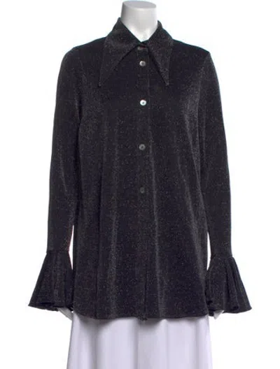 Pre-owned Sleeper Long Sleeve Button-up Top In Black