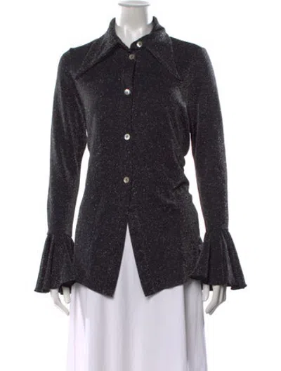 Pre-owned Sleeper Long Sleeve Button-up Top In Black