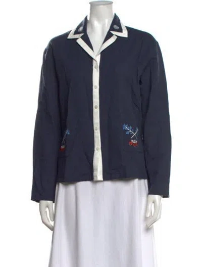 Pre-owned Sleeper Long Sleeve Button-up Top In Blue