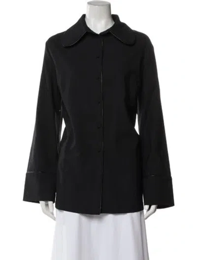 Pre-owned Sleeper Long Sleeve Button-up Top In Gray