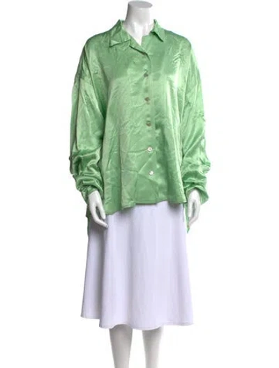 Pre-owned Sleeper Long Sleeve Button-up Top In Green