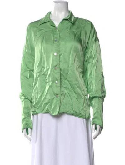 Pre-owned Sleeper Long Sleeve Button-up Top In Green