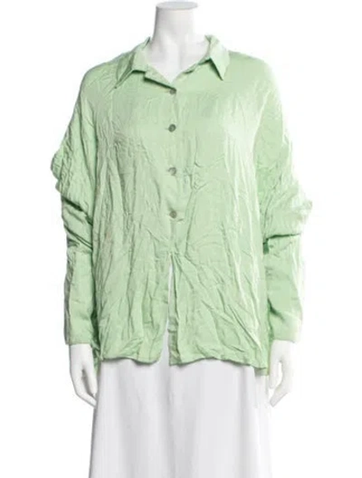 Pre-owned Sleeper Long Sleeve Button-up Top In Green