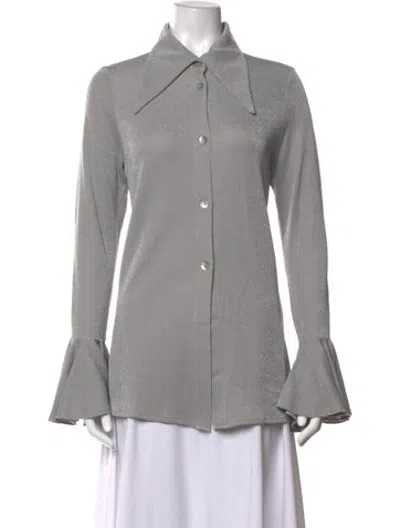 Pre-owned Sleeper Long Sleeve Button-up Top In Grey/metallic
