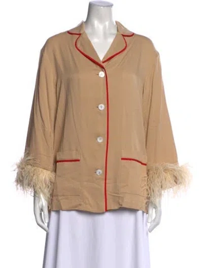 Pre-owned Sleeper Long Sleeve Button-up Top In Neutral