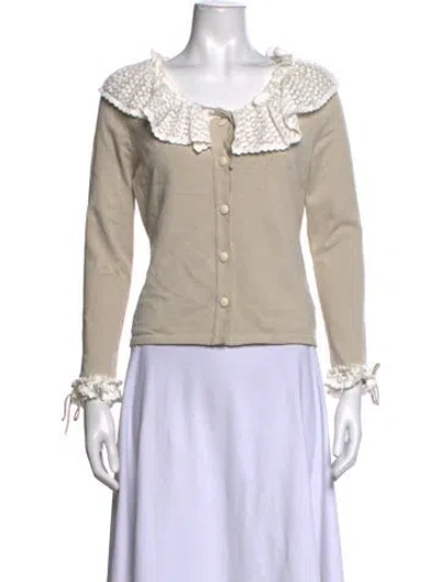 Pre-owned Sleeper Long Sleeve Button-up Top In Neutrals