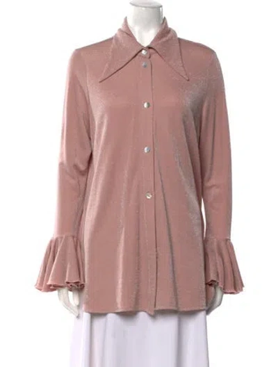 Pre-owned Sleeper Long Sleeve Button-up Top In Pink