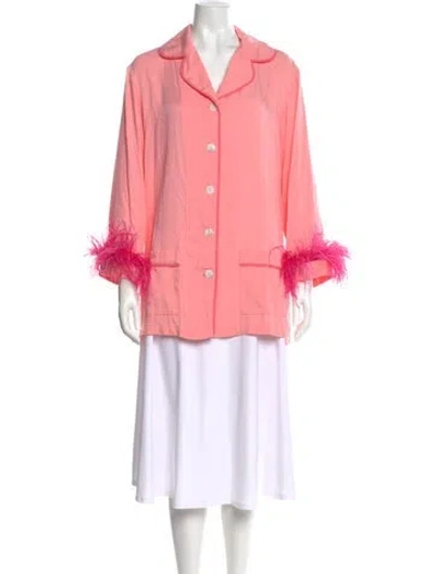 Pre-owned Sleeper Long Sleeve Button-up Top In Pink