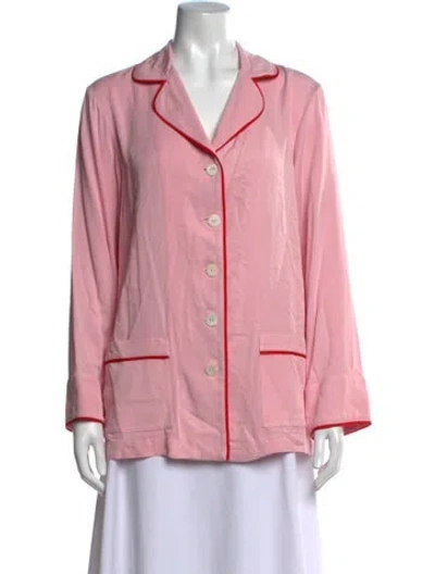 Pre-owned Sleeper Long Sleeve Button-up Top In Pink