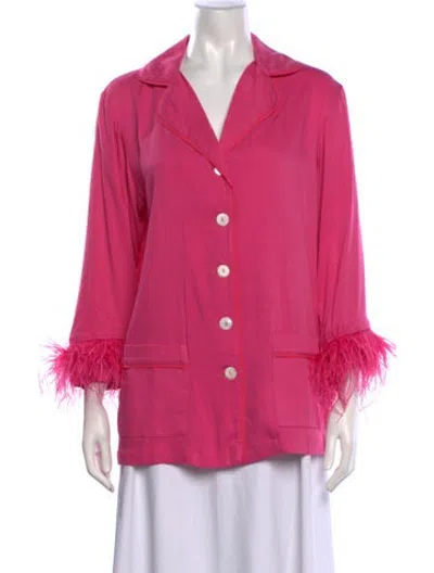 Pre-owned Sleeper Long Sleeve Button-up Top In Pink