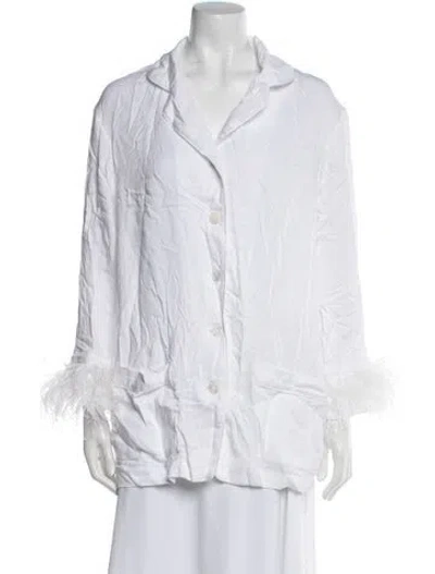 Pre-owned Sleeper Long Sleeve Button-up Top In White