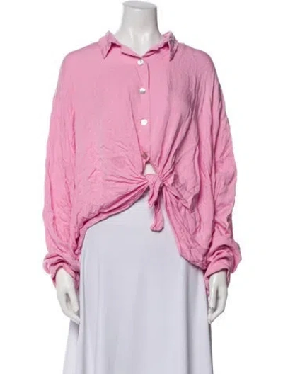 Pre-owned Sleeper Long Sleeve Crop Top In Pink