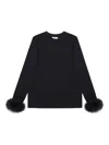 Sleeper Long Sleeve Stretch-cotton Jersey T-shirt With Detachable Feathers In Black In Black