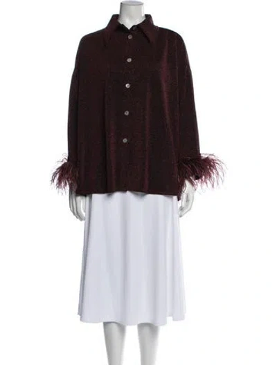 Pre-owned Sleeper Long Sleeve Top In Burgundy/metallic