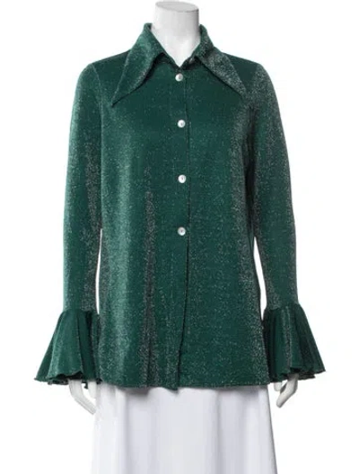 Pre-owned Sleeper Long Sleeve Top In Green