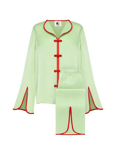 Sleeper Louis Chinoiserie Pajama Set In Green