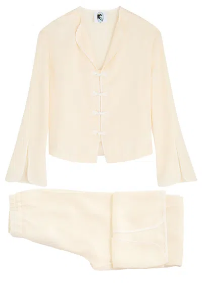 Sleeper Louis Jacquard Pyjama Set In Cream